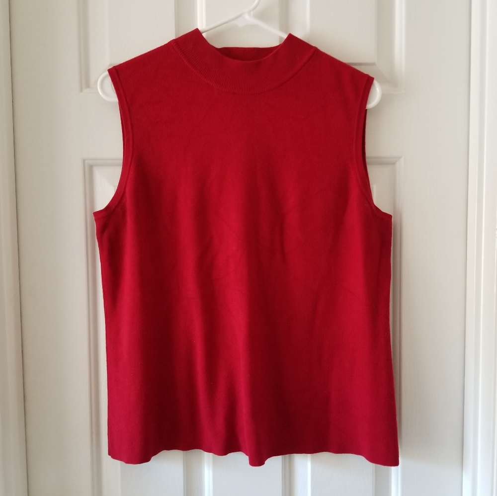 Kim Rogers Red Sleeveless Mock Neck